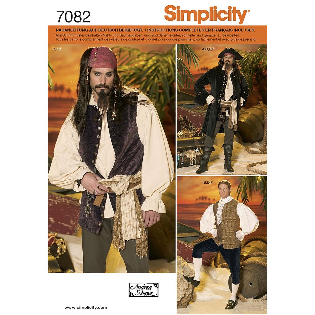 Patrón N°7082.bb Simplicity : Disfraz Pirata Hombre