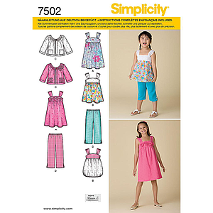 Patrón N°7502.HH Simplicity : Vestido y Conjunto Niña
