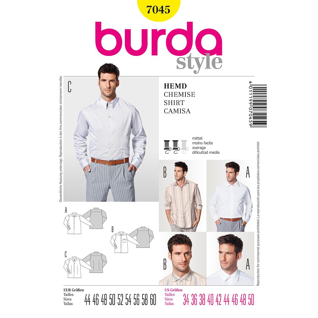 Patrón Nº7045 Burda Style: Camisa de hombre