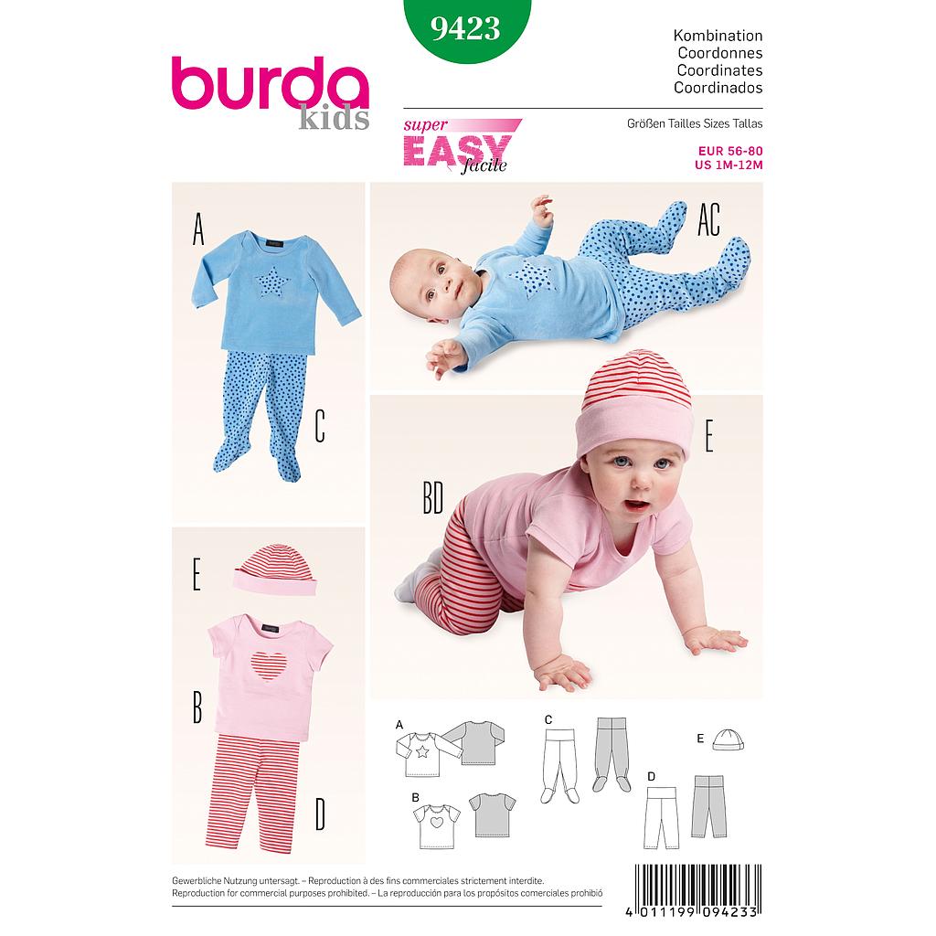 Patrón Nº9423 Burda Kids: Coordinados para bebé