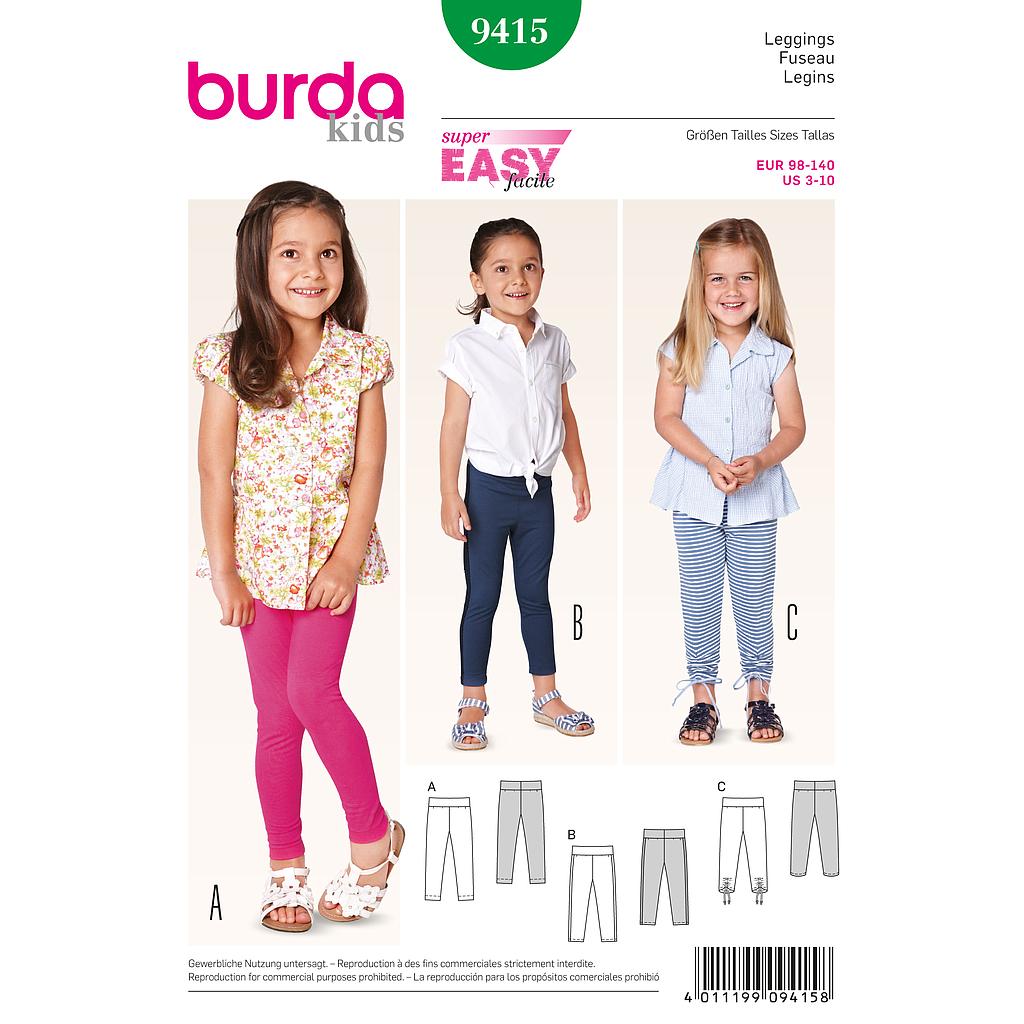 Patrón Burda 9415 Kids Legging para niña